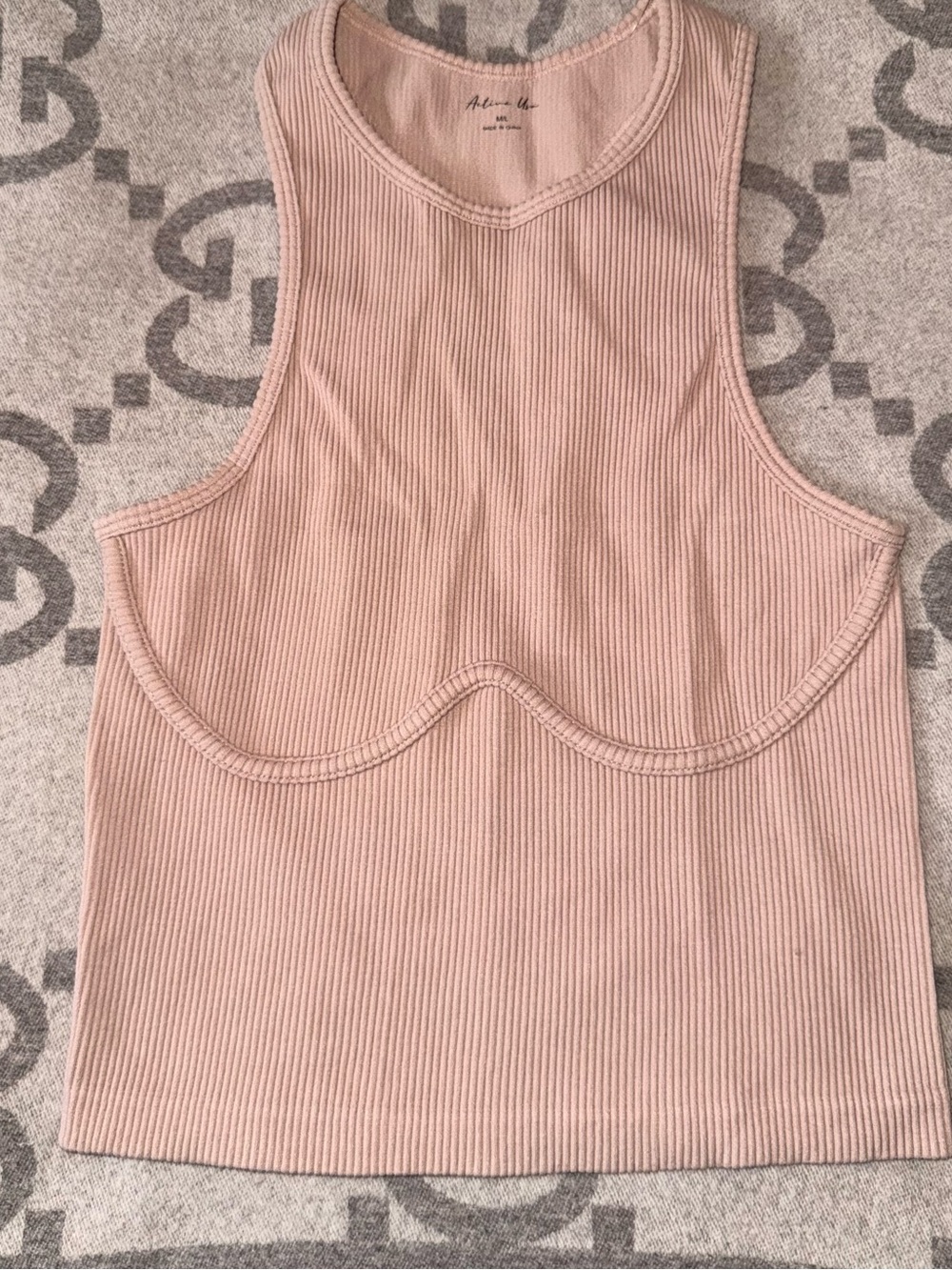NWOT Active USA Blush Ribbed Sculpted-Seam Tank Top